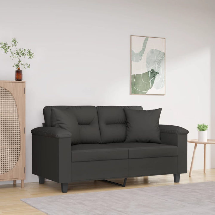 vidaXL 2-Seater Sofa with Pillows&Cushions Dark Gray 47.2" Microfiber Fabric-11