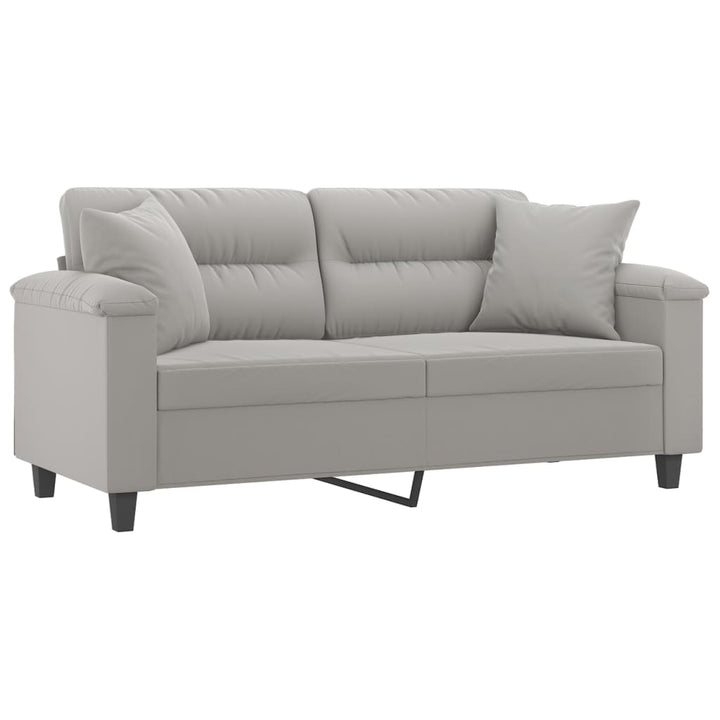 vidaXL 2-Seater Sofa with Pillows&Cushions Dark Gray 47.2" Microfiber Fabric-48