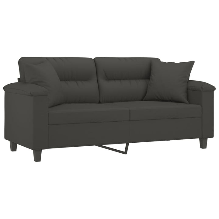 vidaXL 2-Seater Sofa with Pillows&Cushions Dark Gray 47.2" Microfiber Fabric-22