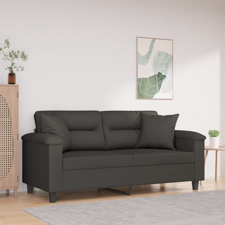 vidaXL 2-Seater Sofa with Pillows&Cushions Dark Gray 47.2" Microfiber Fabric-23