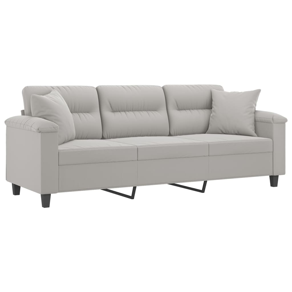 vidaXL 2-Seater Sofa with Pillows&Cushions Dark Gray 47.2" Microfiber Fabric-31