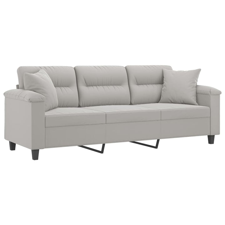 vidaXL 2-Seater Sofa with Pillows&Cushions Dark Gray 47.2" Microfiber Fabric-31