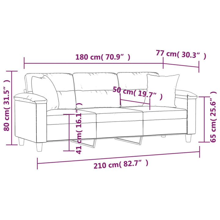 vidaXL 2-Seater Sofa with Pillows&Cushions Dark Gray 47.2" Microfiber Fabric-35