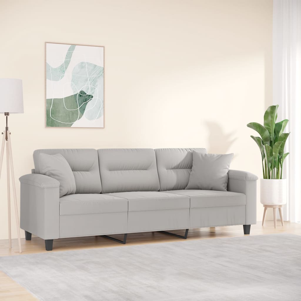 vidaXL 2-Seater Sofa with Pillows&Cushions Dark Gray 47.2" Microfiber Fabric-32