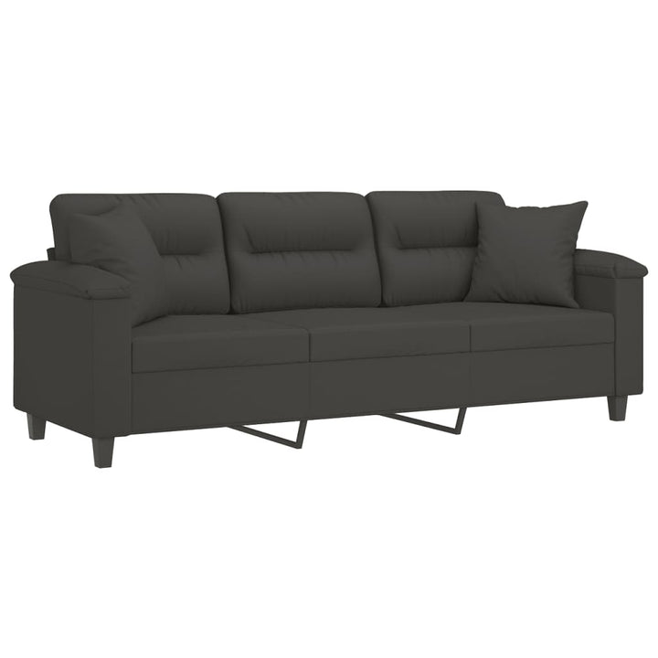 vidaXL 2-Seater Sofa with Pillows&Cushions Dark Gray 47.2" Microfiber Fabric-28