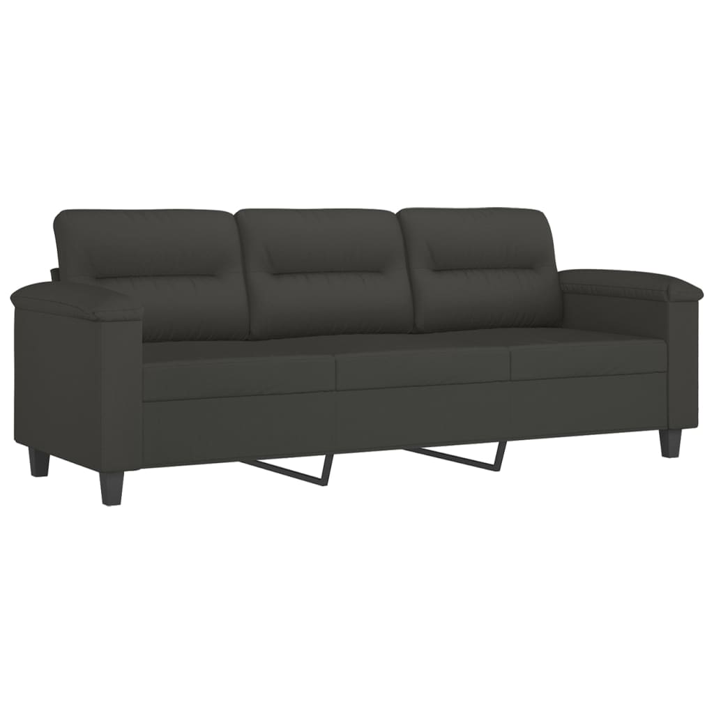 vidaXL 2-Seater Sofa with Pillows&Cushions Dark Gray 47.2" Microfiber Fabric-40