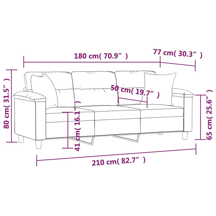 vidaXL 2-Seater Sofa with Pillows&Cushions Dark Gray 47.2" Microfiber Fabric-39