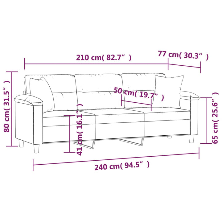 vidaXL 2-Seater Sofa with Pillows&Cushions Dark Gray 47.2" Microfiber Fabric-36