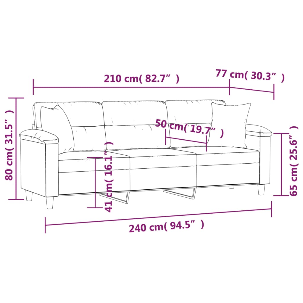 vidaXL 2-Seater Sofa with Pillows&Cushions Dark Gray 47.2" Microfiber Fabric-37
