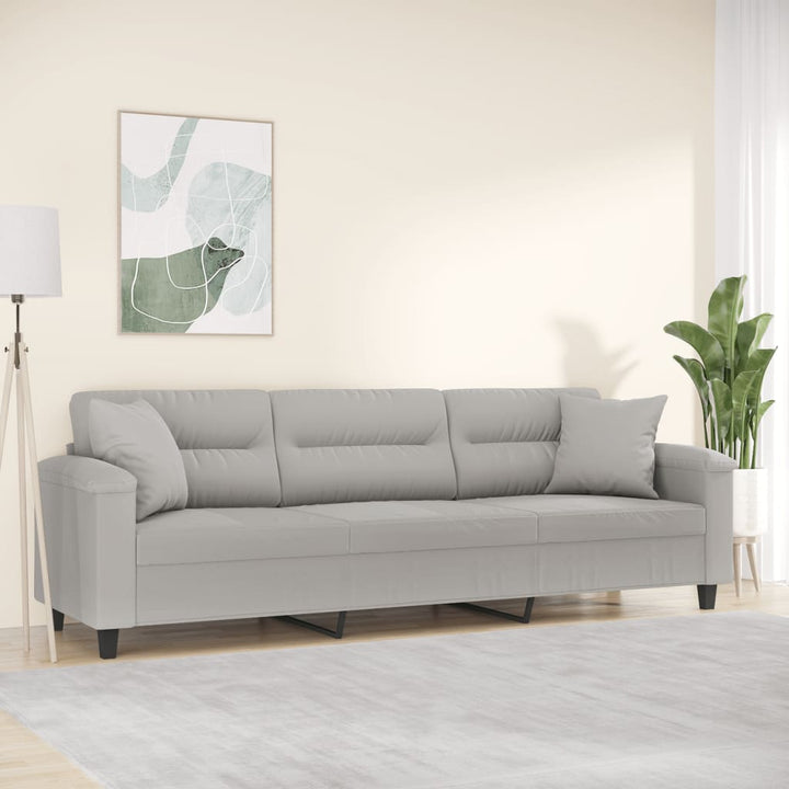 vidaXL 2-Seater Sofa with Pillows&Cushions Dark Gray 47.2" Microfiber Fabric-44