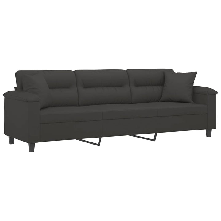 vidaXL 2-Seater Sofa with Pillows&Cushions Dark Gray 47.2" Microfiber Fabric-16