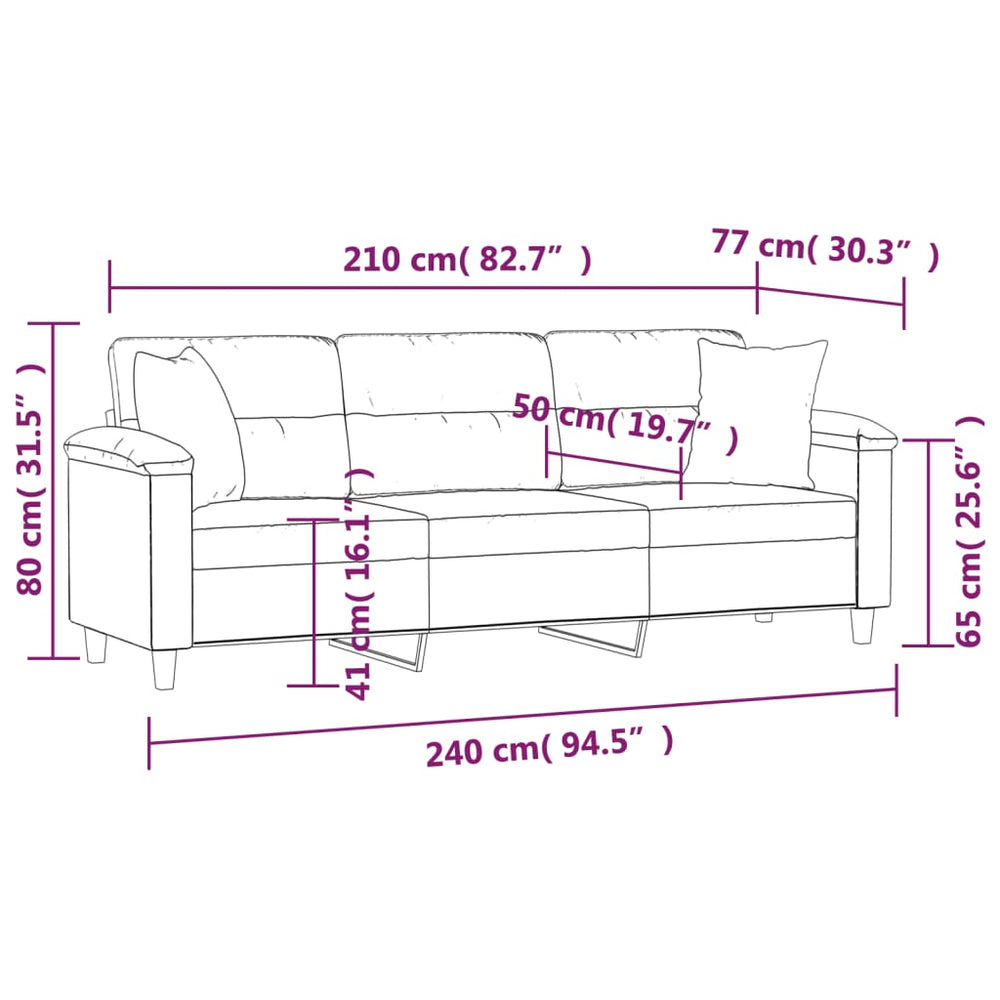 vidaXL 2-Seater Sofa with Pillows&Cushions Dark Gray 47.2" Microfiber Fabric-21