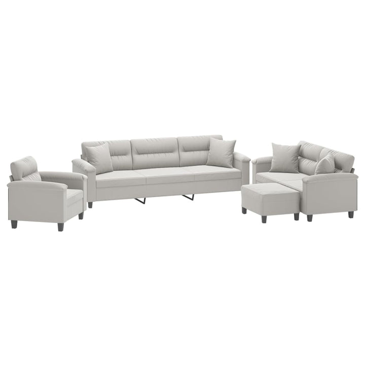 vidaXL 3 Piece Sofa Set with Pillows Dark Gray Microfiber Fabric-18