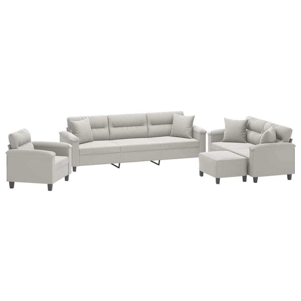 vidaXL 3 Piece Sofa Set with Pillows Dark Gray Microfiber Fabric-1