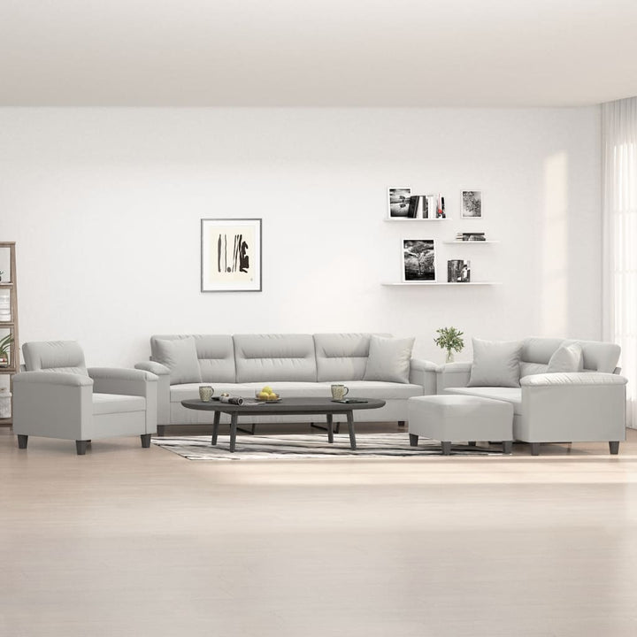 vidaXL 3 Piece Sofa Set with Pillows Dark Gray Microfiber Fabric-19