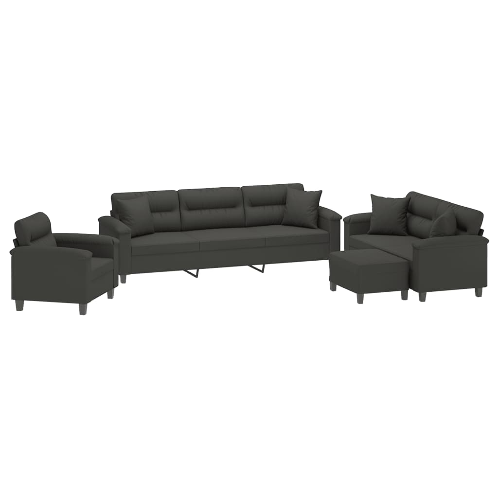 vidaXL 3 Piece Sofa Set with Pillows Dark Gray Microfiber Fabric-20