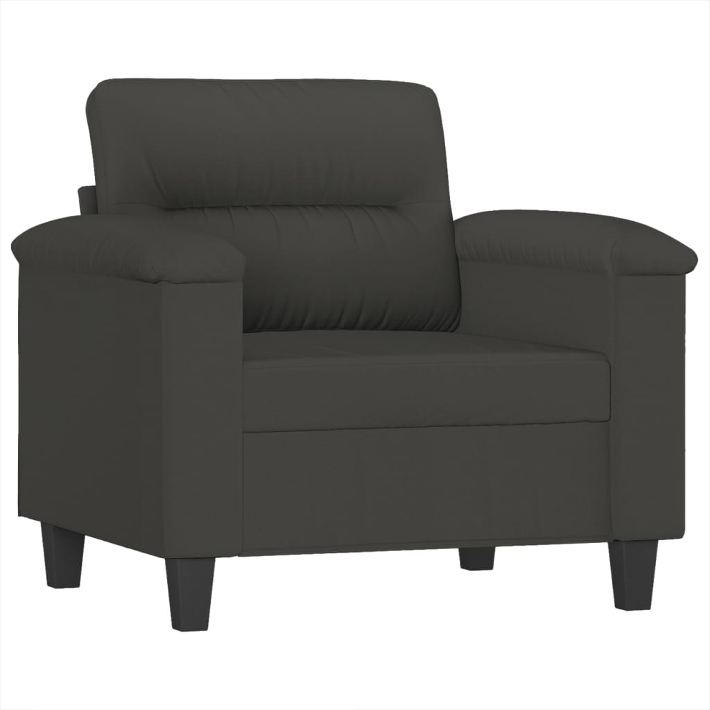 vidaXL 3 Piece Sofa Set with Pillows Dark Gray Microfiber Fabric-23