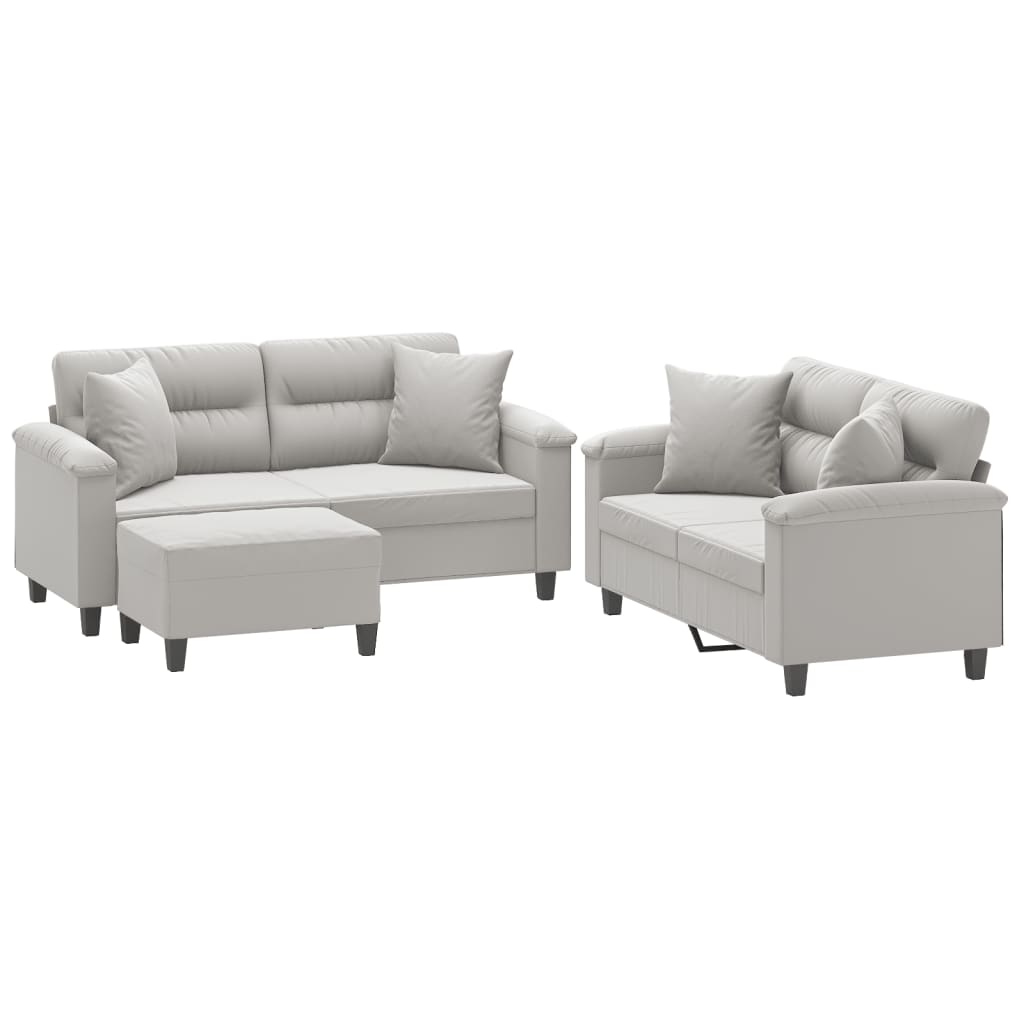 vidaXL 3 Piece Sofa Set with Pillows Dark Gray Microfiber Fabric-48