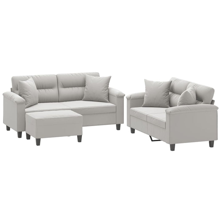 vidaXL 3 Piece Sofa Set with Pillows Dark Gray Microfiber Fabric-31
