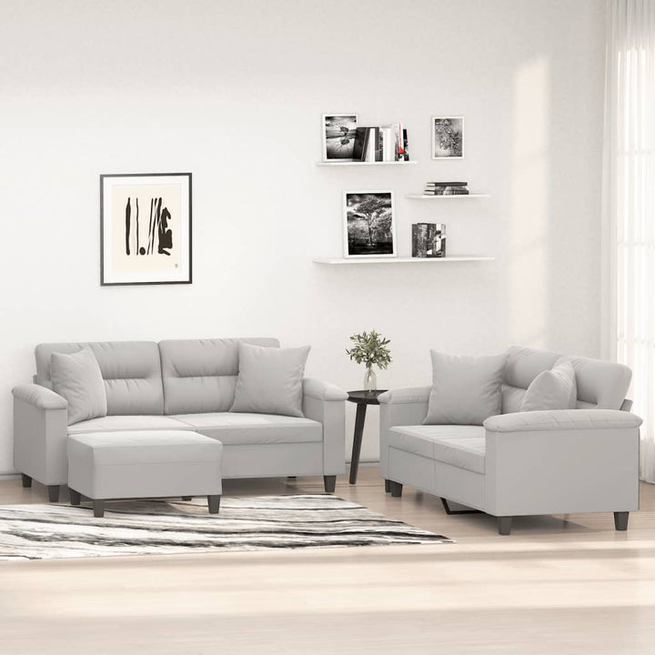 vidaXL 3 Piece Sofa Set with Pillows Dark Gray Microfiber Fabric-49