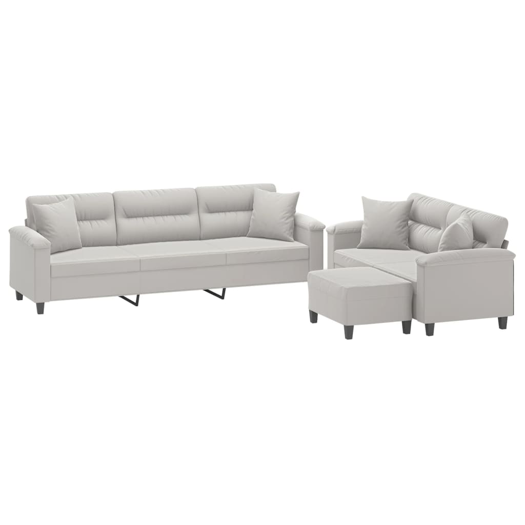 vidaXL 3 Piece Sofa Set with Pillows Dark Gray Microfiber Fabric-8