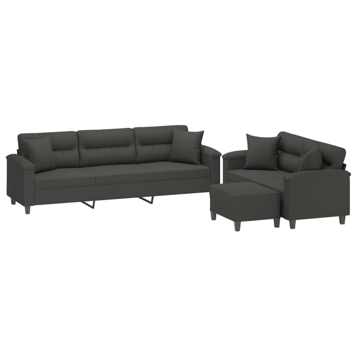 vidaXL 3 Piece Sofa Set with Pillows Dark Gray Microfiber Fabric-53
