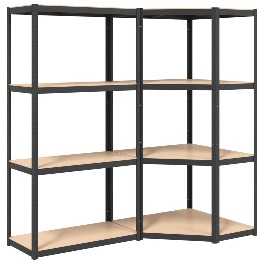 vidaXL 4-Layer Shelves 3 pcs Anthracite Steel&Engineered Wood-4