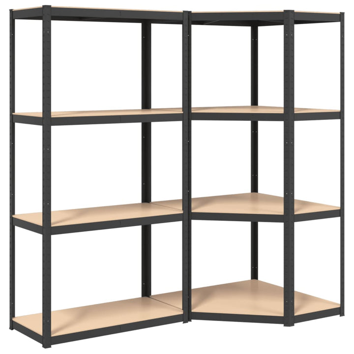 vidaXL 4-Layer Shelves 3 pcs Anthracite Steel&Engineered Wood-4