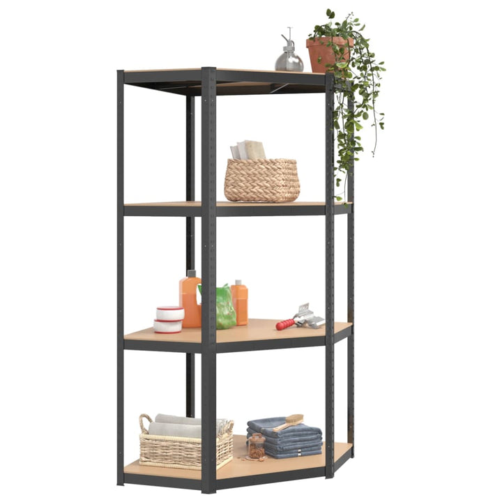 vidaXL 4-Layer Shelves 3 pcs Anthracite Steel&Engineered Wood-38