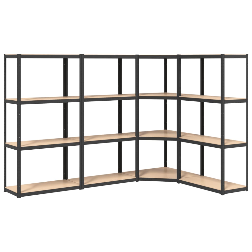 vidaXL 4-Layer Shelves 3 pcs Anthracite Steel&Engineered Wood-6