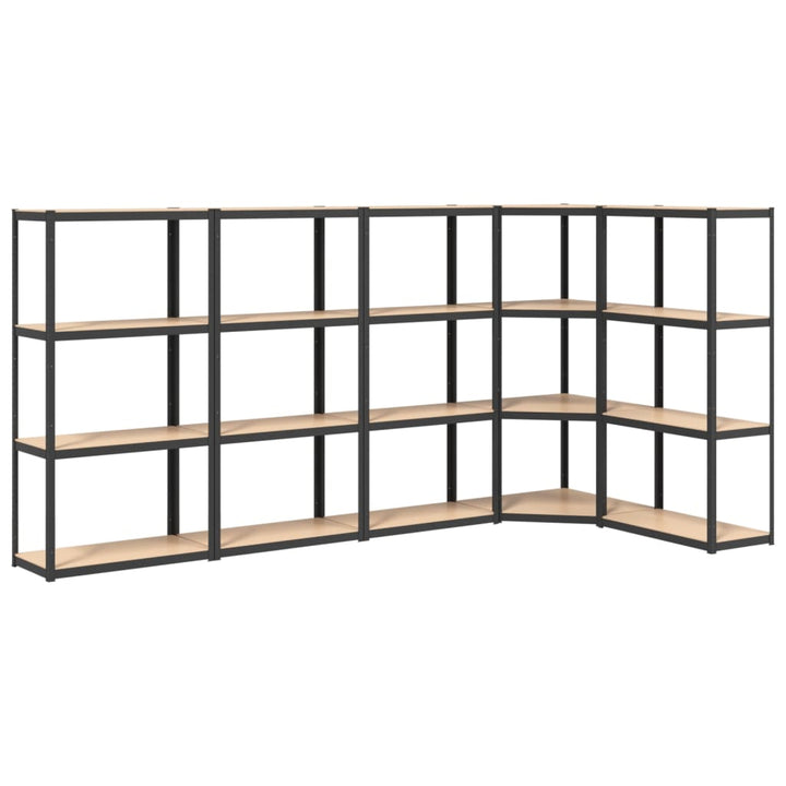 vidaXL 4-Layer Shelves 3 pcs Anthracite Steel&Engineered Wood-0