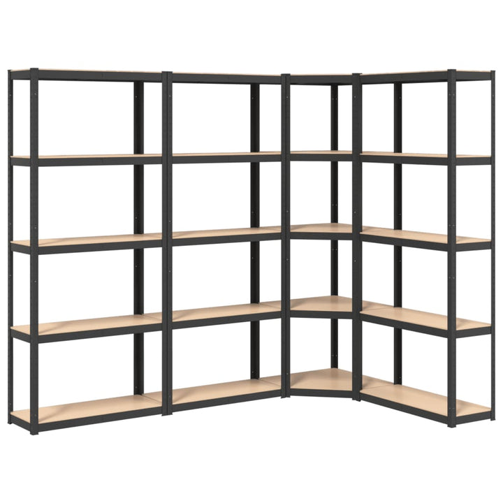 vidaXL 4-Layer Shelves 3 pcs Anthracite Steel&Engineered Wood-72