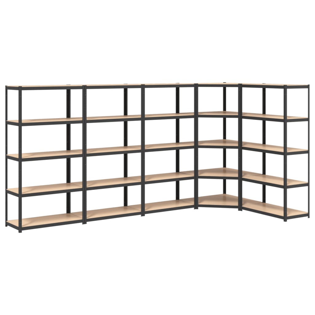 vidaXL 4-Layer Shelves 3 pcs Anthracite Steel&Engineered Wood-8