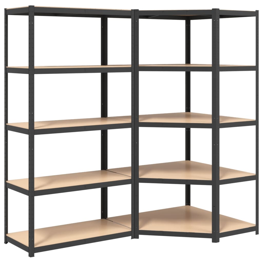 vidaXL 4-Layer Shelves 3 pcs Anthracite Steel&Engineered Wood-78
