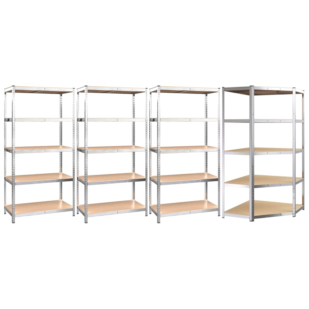 vidaXL 4-Layer Shelves 3 pcs Anthracite Steel&Engineered Wood-58