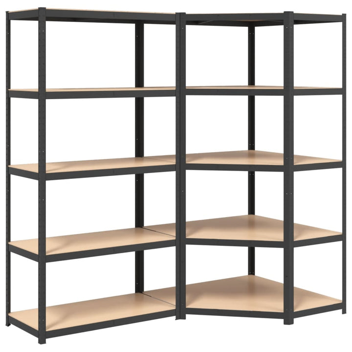 vidaXL 4-Layer Shelves 3 pcs Anthracite Steel&Engineered Wood-70