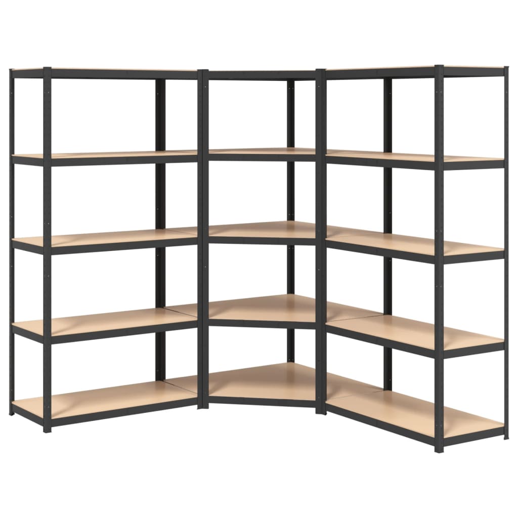 vidaXL 4-Layer Shelves 3 pcs Anthracite Steel&Engineered Wood-74