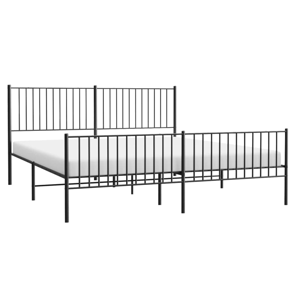 vidaXL Metal Bed Frame with Headboard&Footboard Black 72"x83.9" California King-1