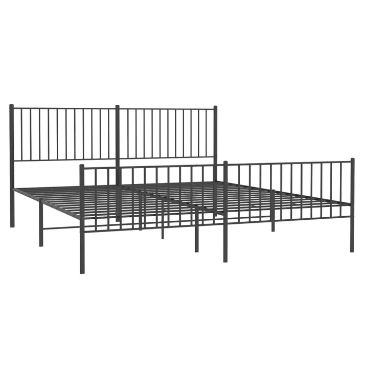 vidaXL Metal Bed Frame with Headboard&Footboard Black 72"x83.9" California King-2