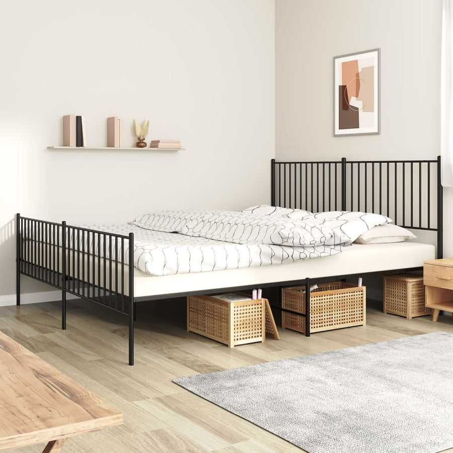 vidaXL Metal Bed Frame with Headboard&Footboard Black 72"x83.9" California King-0