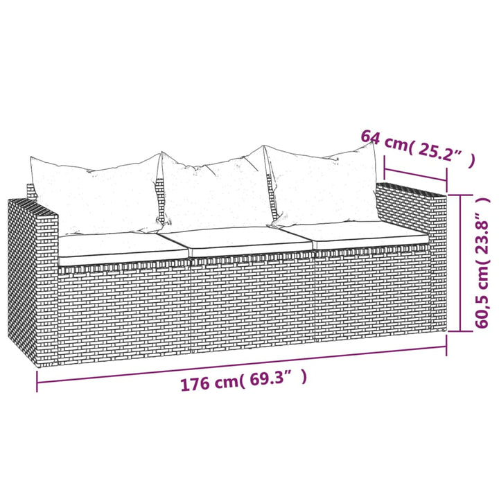 vidaXL Patio Furniture Set Patio Lounge Set Outdoor Furniture Poly Rattan-23