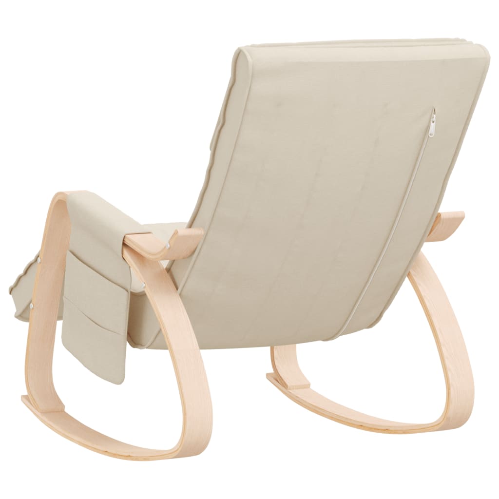 vidaXL Rocking Chair Cream Fabric-20
