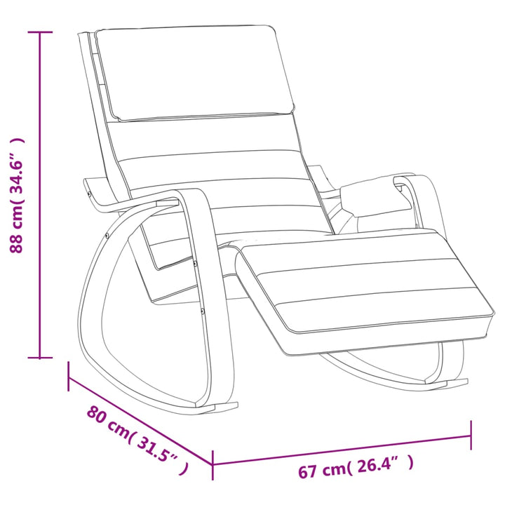 vidaXL Rocking Chair Cream Fabric-15