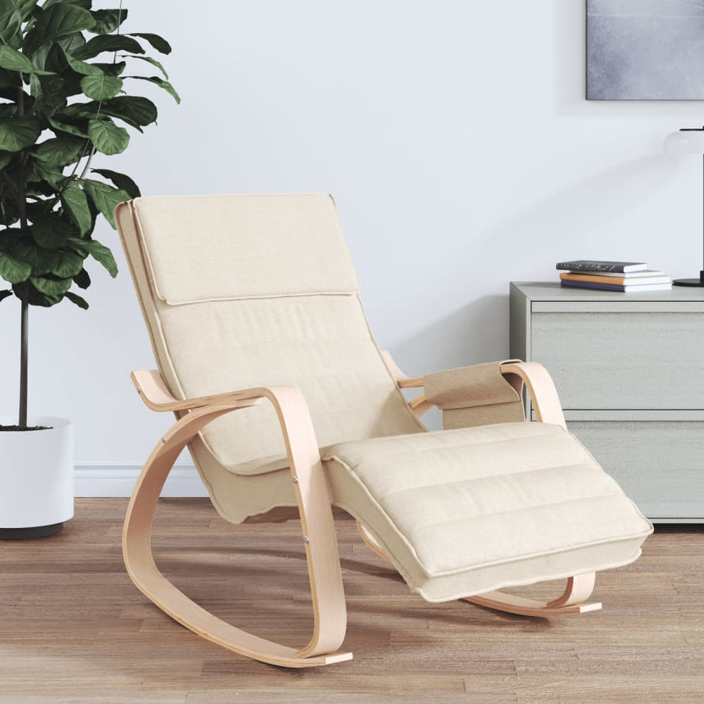 vidaXL Rocking Chair Cream Fabric-11