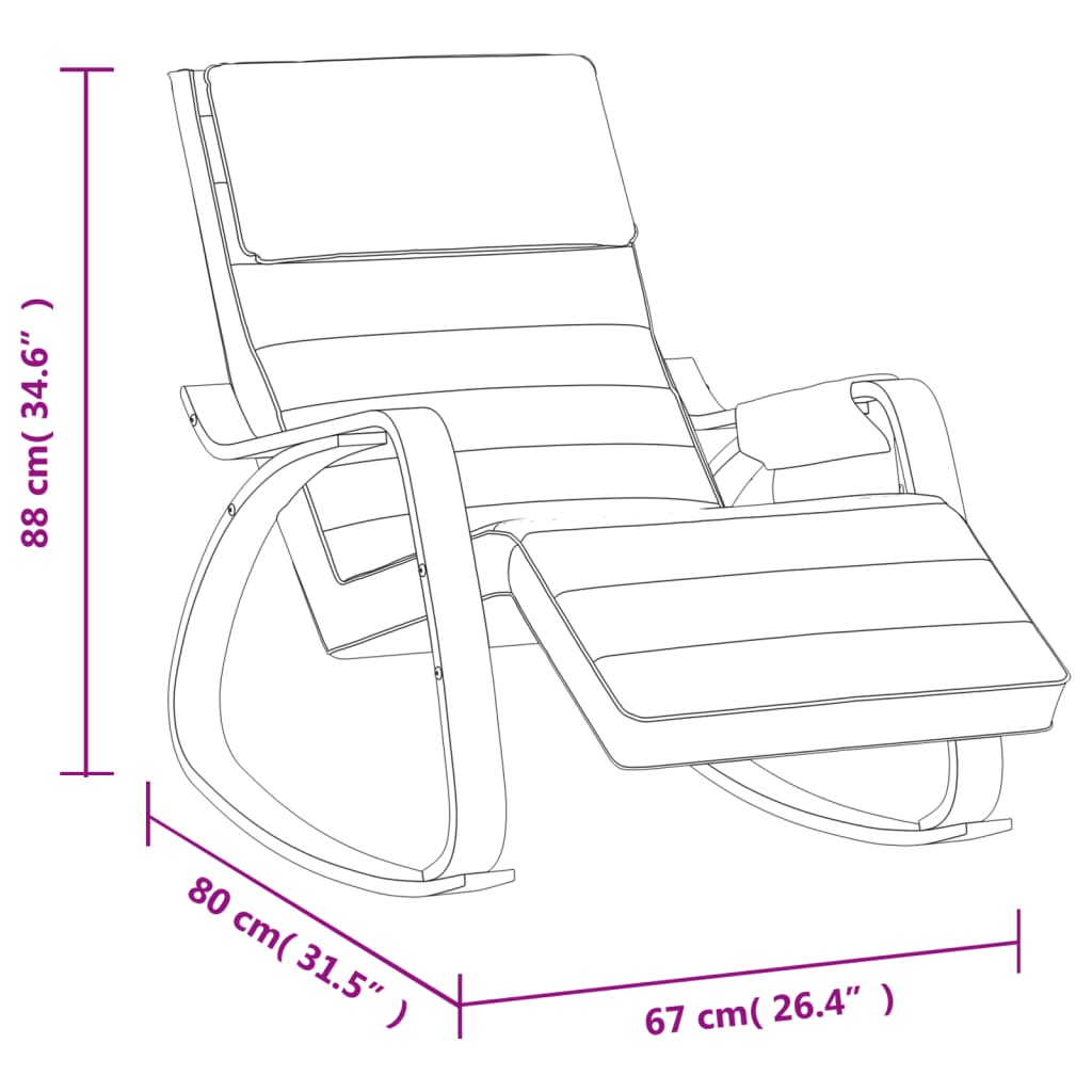 vidaXL Rocking Chair Cream Fabric-16