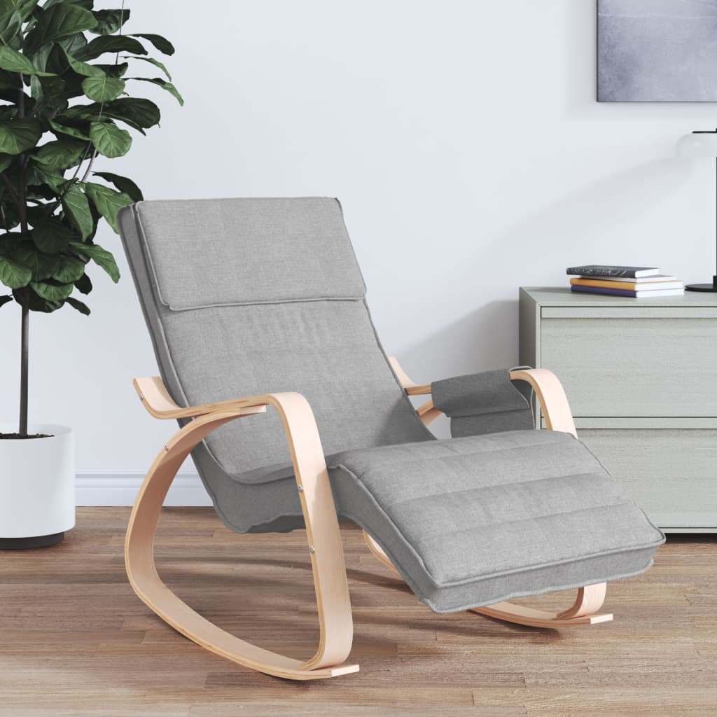 vidaXL Rocking Chair Cream Fabric-6