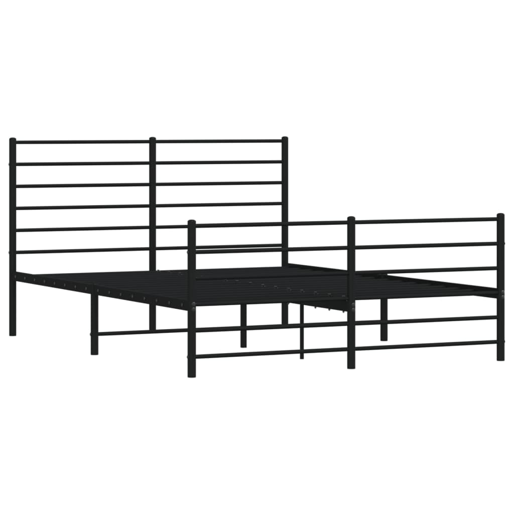 vidaXL Metal Bed Frame with Headboard and Footboard Black 53.9"x74.8" Full-4