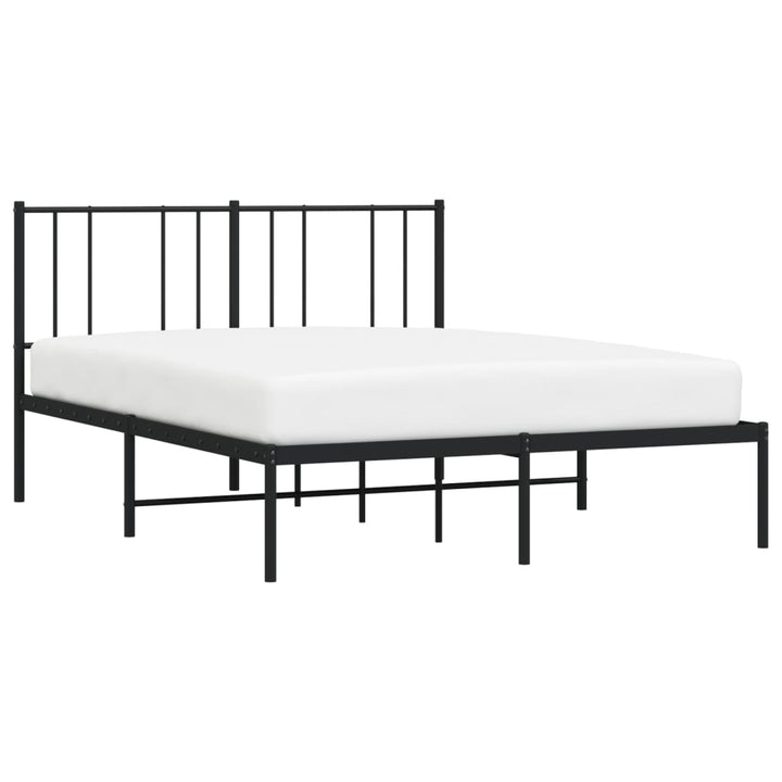 vidaXL Metal Bed Frame with Headboard Black 53.9"x74.8" Full-4