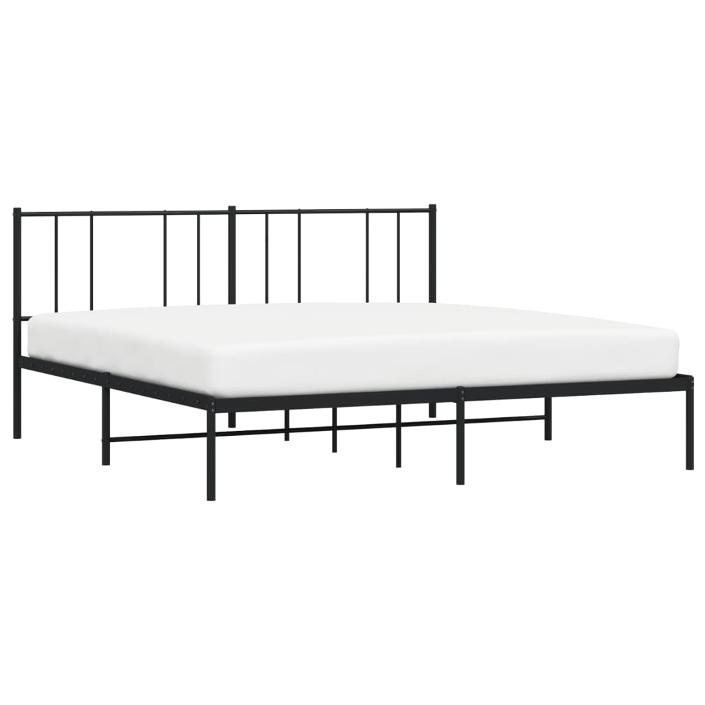 vidaXL Metal Bed Frame with Headboard Black 72"x83.9" California King-4
