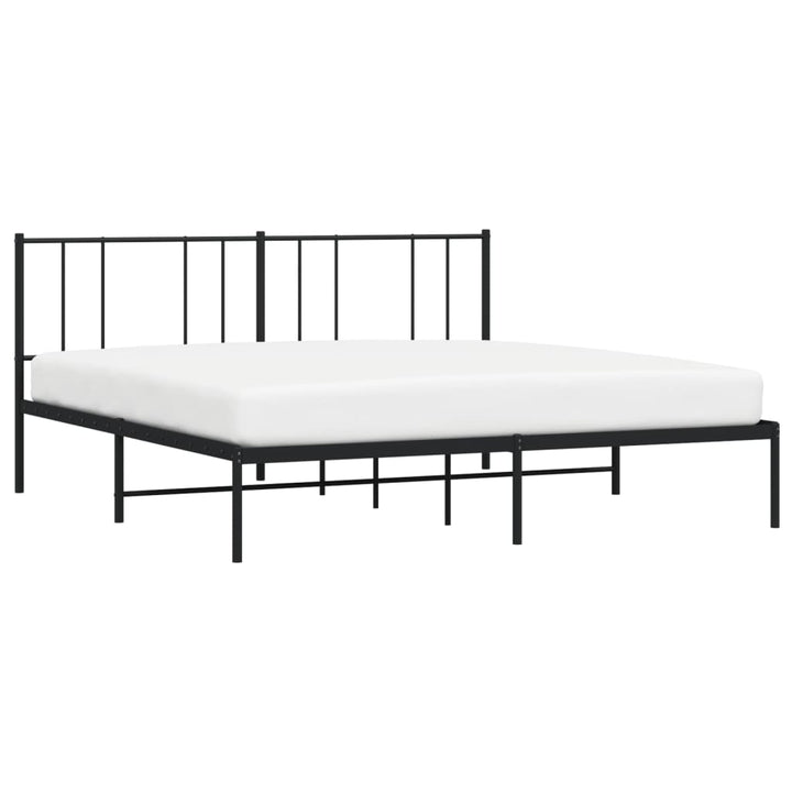 vidaXL Metal Bed Frame with Headboard Black 72"x83.9" California King-4